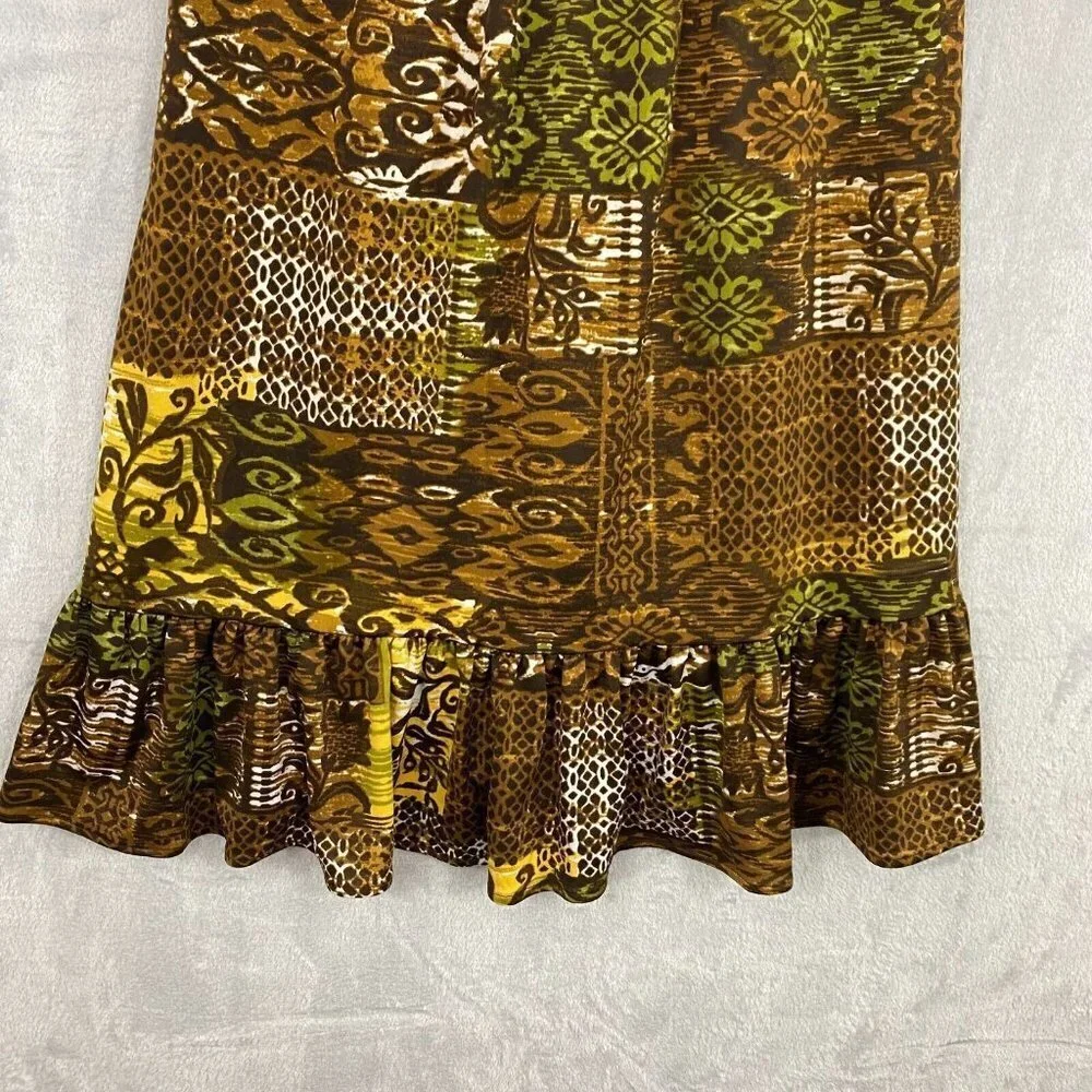 R&K Originals Beaded Tribal Halter Dress Womens 6 Brown Tropical Floral‎ NWT NEW